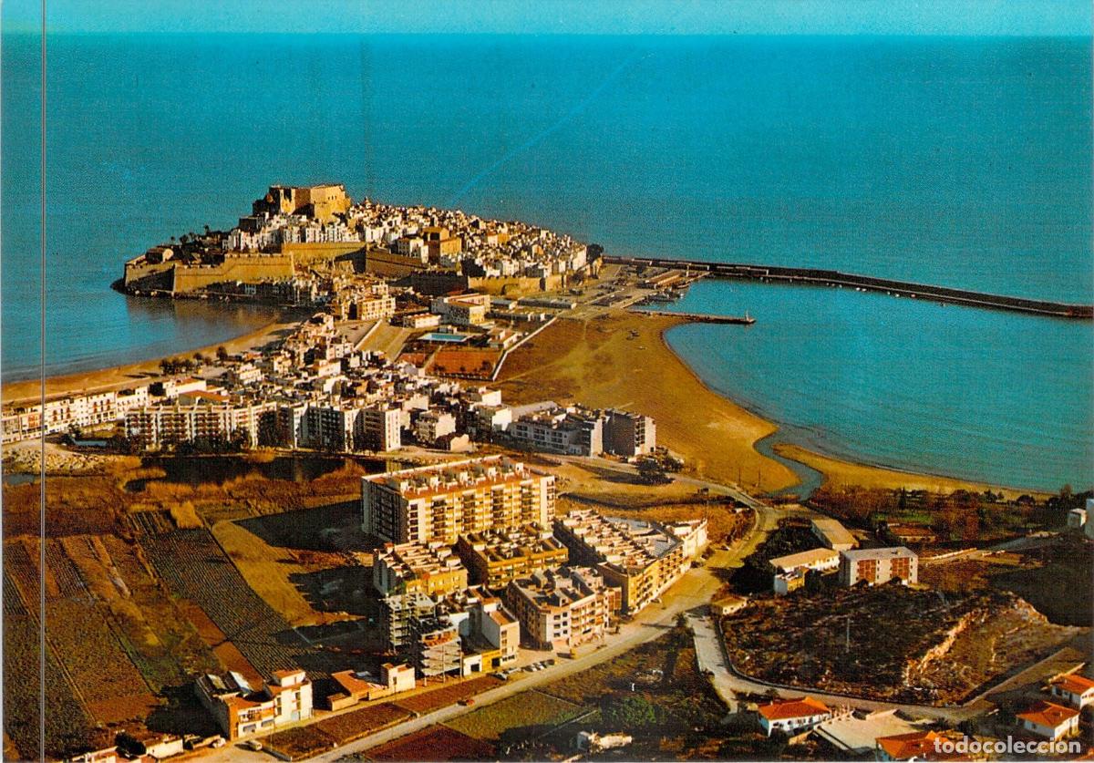 Postales: Postal de Pe&ntilde;&iacute;scola: Vista A&eacute;rea del Castillo y la Playa