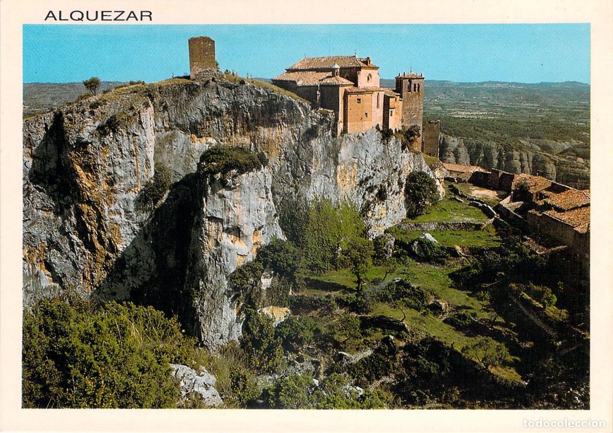 Postales: Postal de Alqu&eacute;zar, Huesca - Vista de la Colegiata