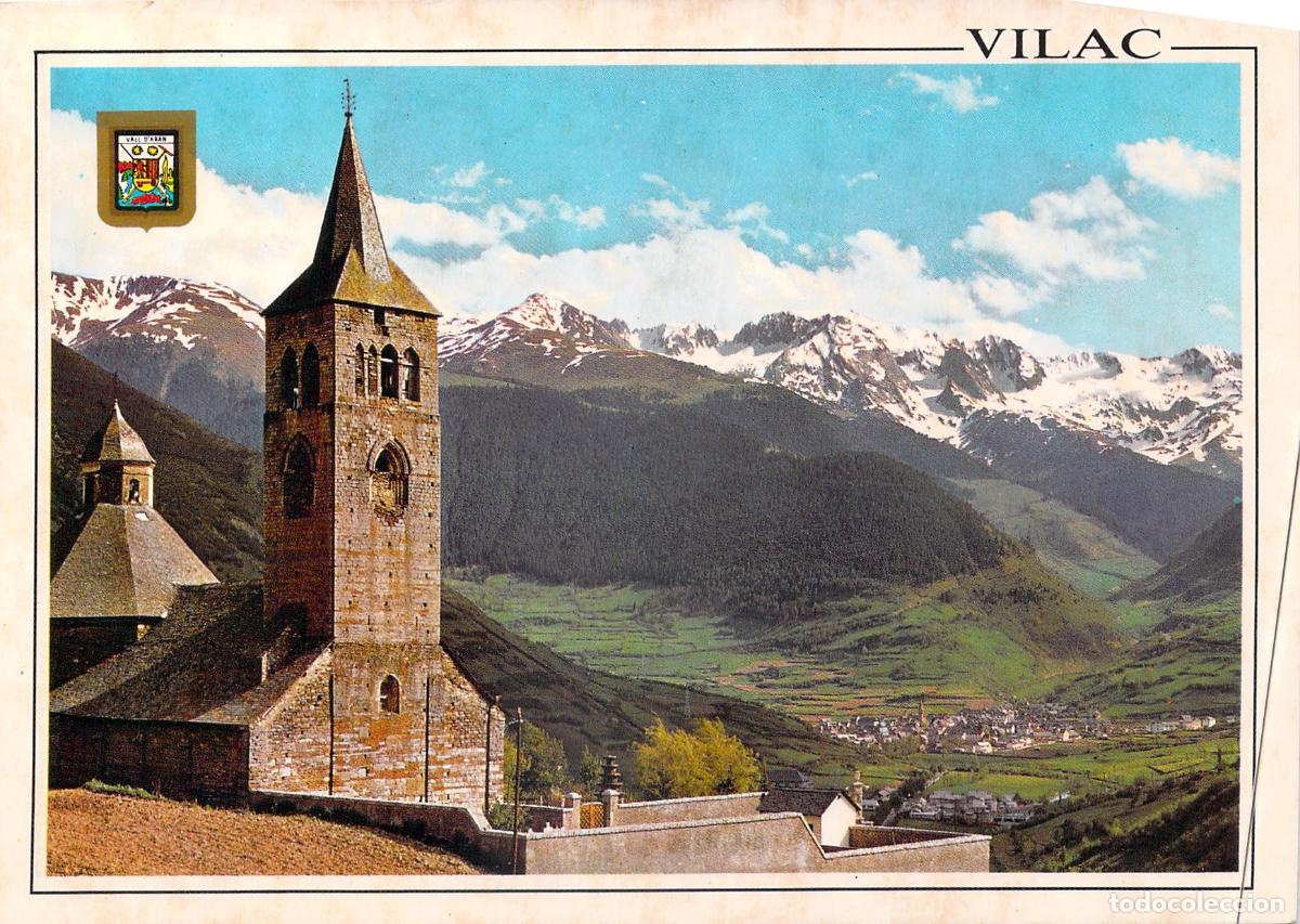 Postales: Postal de la Iglesia de Vilac y Vielha, Vall d'Aran, Pirineos