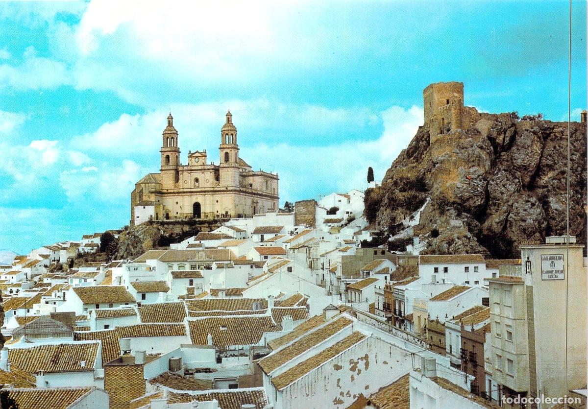 Postales: Postal de Olvera, C&aacute;diz - Vista Parcial de la Iglesia y el Castillo