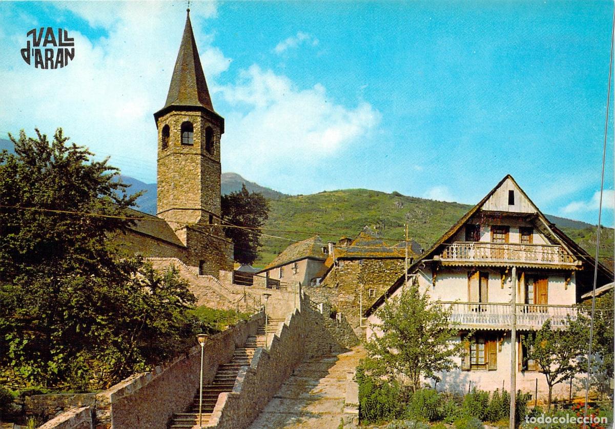 Postcards: Postal de Aubert en el Vall d'Ar&aacute;n, L&eacute;rida - Vista del Pueblo e Iglesia