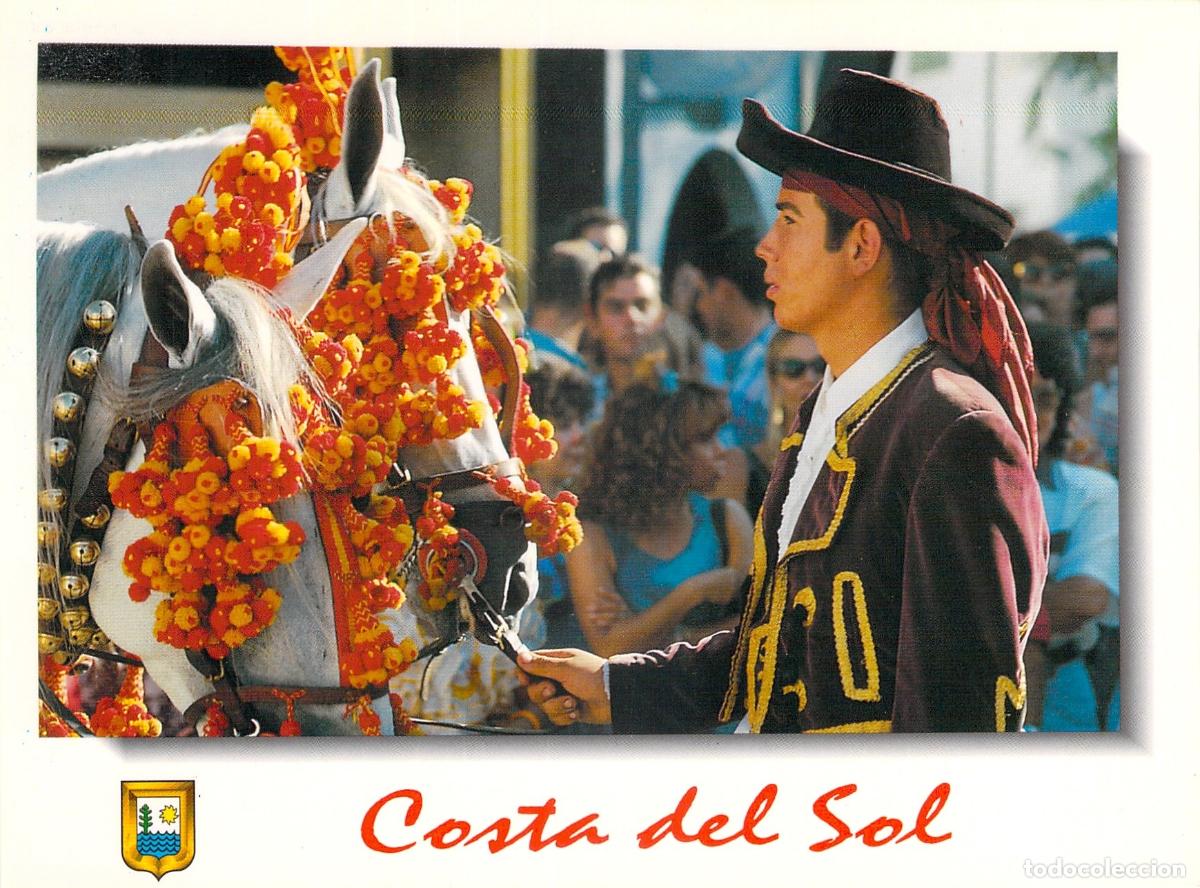 Postales: Postal de Costa del Sol - Hombre con Traje T&iacute;pico y Caballo Decorado