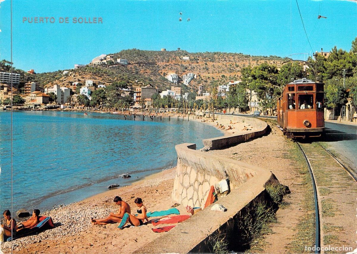 Postales: Postal de Puerto de S&oacute;ller Mallorca con Tranv&iacute;a y Playa