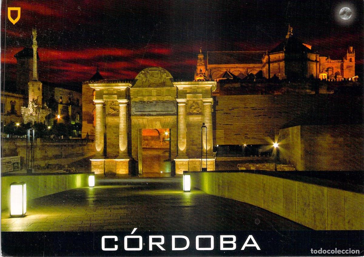 Postales: Postal de C&oacute;rdoba Nocturna: Catedral, Puerta del Puente y Triunfo