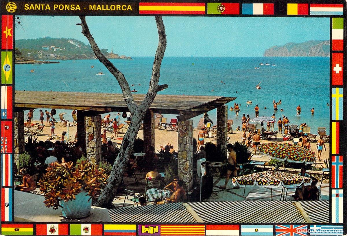Postales: Postal de Santa Ponsa, Mallorca - Vista de la Playa y Terraza