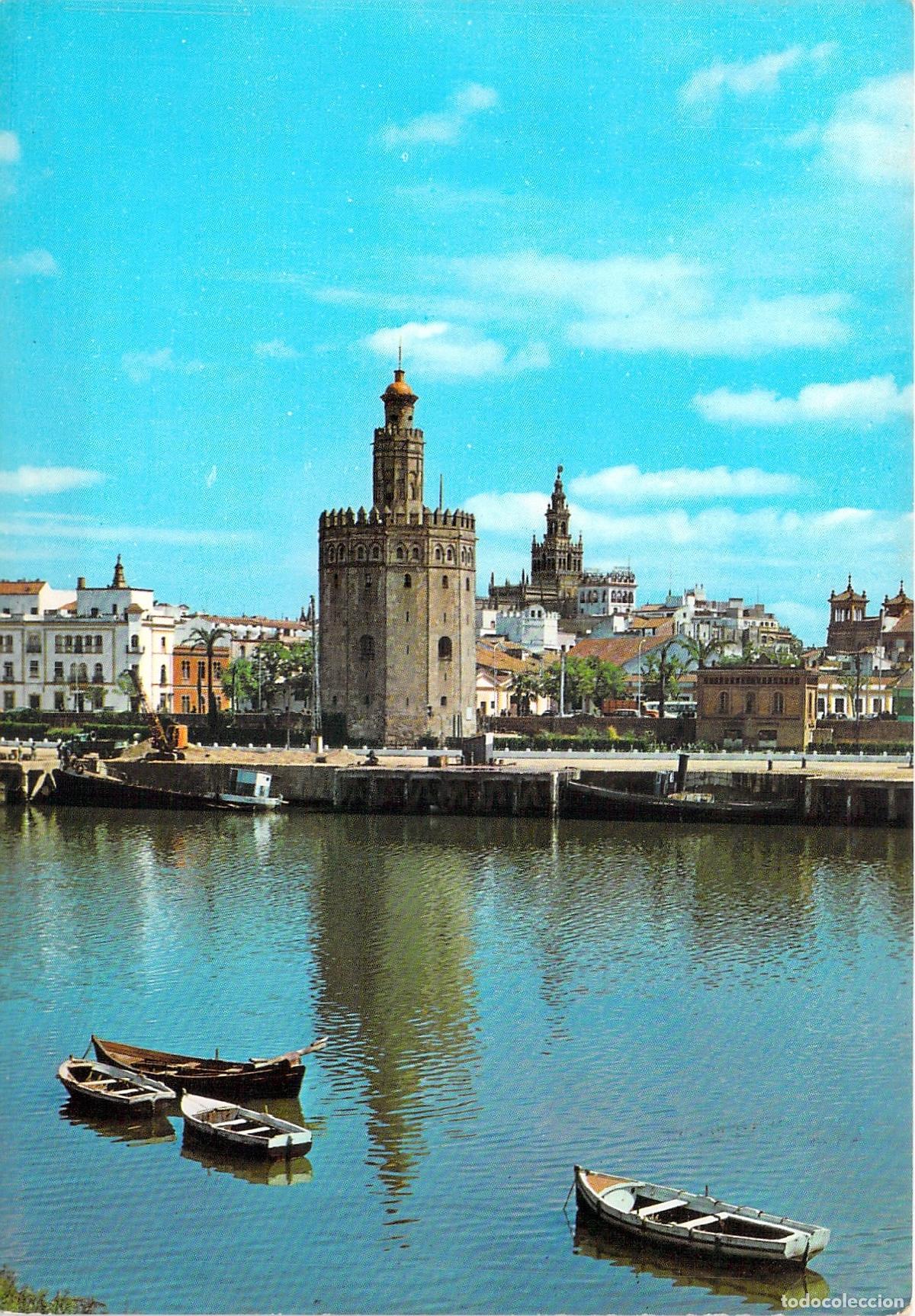 Postales: Postal de Sevilla: R&iacute;o Guadalquivir y Torre del Oro