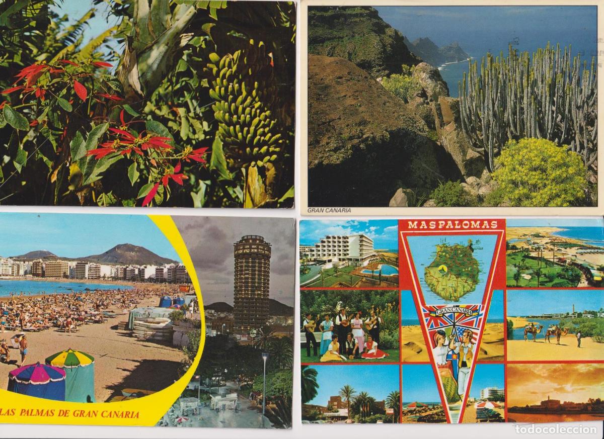 Postcards: Gran Canaria. Lote de 4 postales. Franqueadas y fechadas de1974 a 198?
