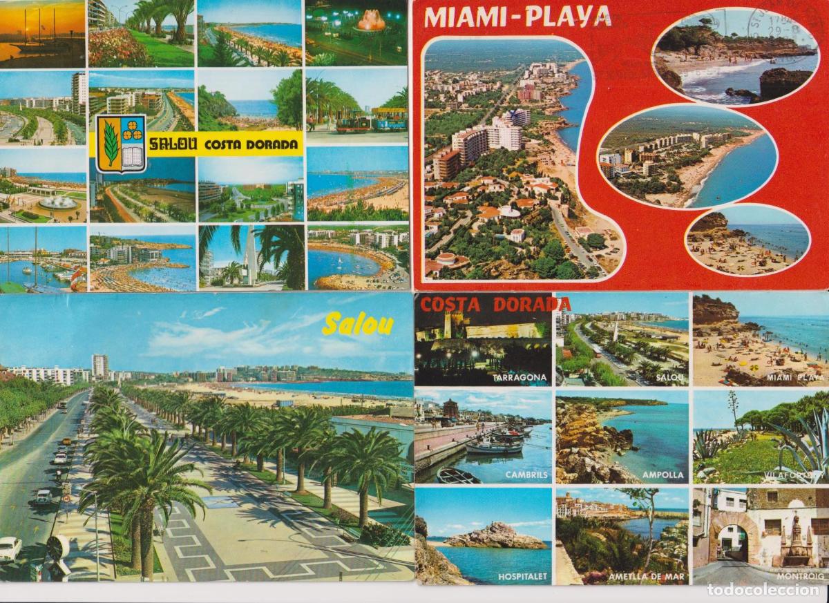 Postcards: Costa Dorada. Lote de 4 Postales. 3 Franqueadas y fechadas en 1988 y 89