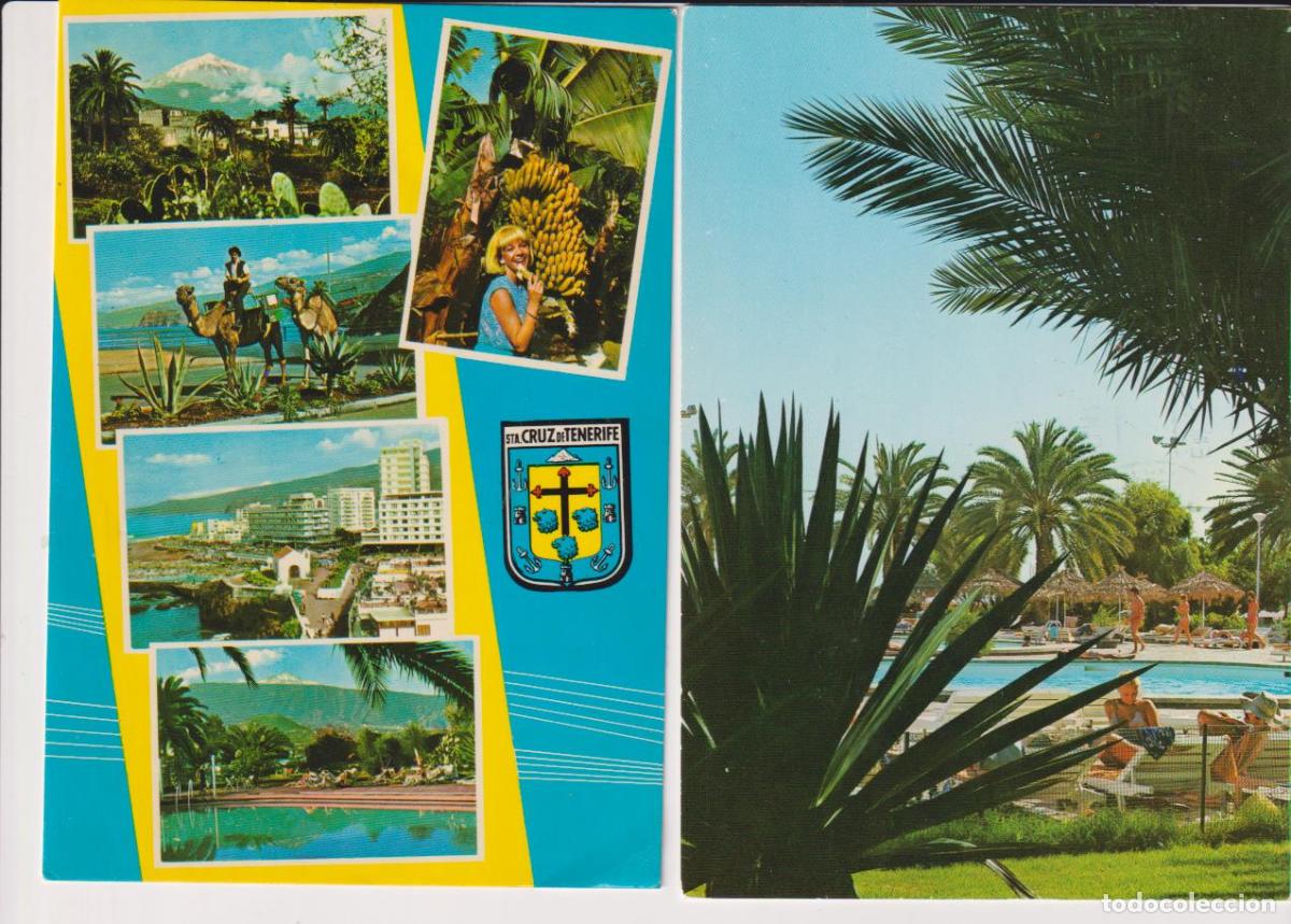 Postcards: Lote de 2 Postales: Gran Canaria (Puerto Rico) y Santa Cruz de Tenerife, Vistas. Franqueadas y fecha