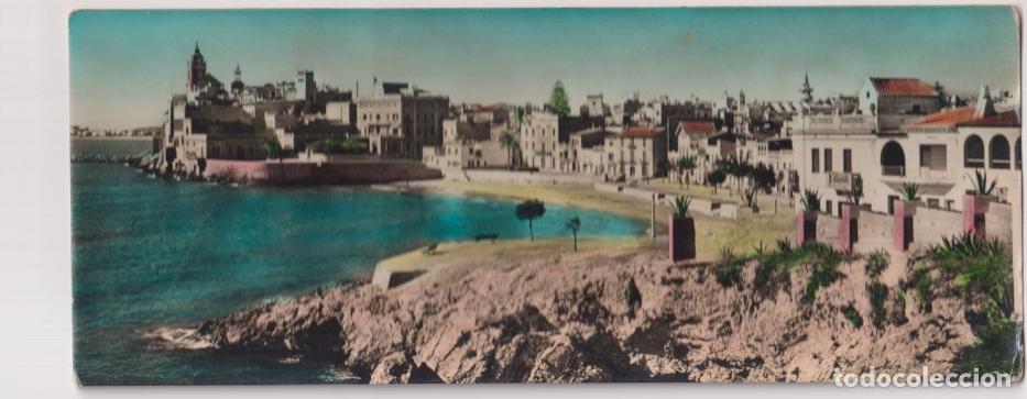 Postcards: Tarjeta Superpanor&aacute;mica Sitges. Playa de San Sebasti&aacute;n. Sin usar