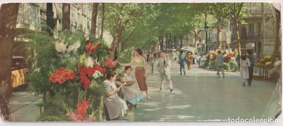 Postcards: Tarjeta Superpanor&aacute;mica. Barcelona. Rambla de las Flores. Sin usar