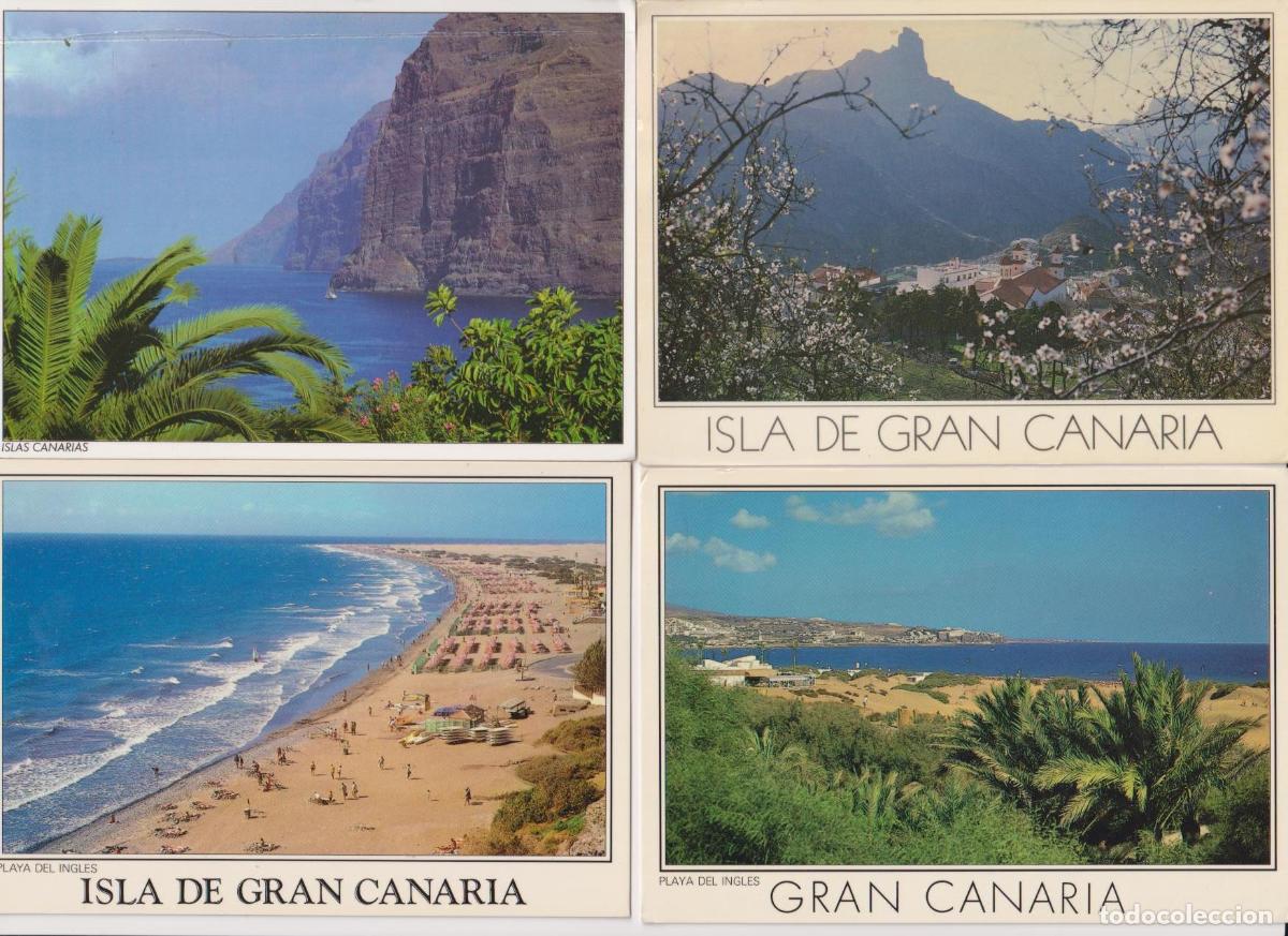 Postales: Gran Canaria. Lote de 4 postales. Franqueadas y fechadas. A&ntilde;os 90
