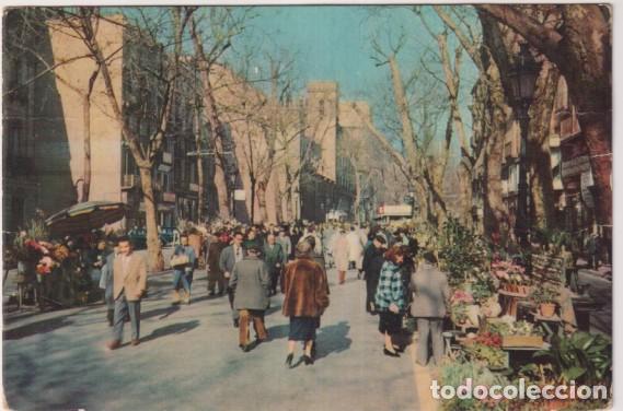 Postales: Barcelona. La rambla de las Flores. Franqueado y fechado el 1 Abr. 1977