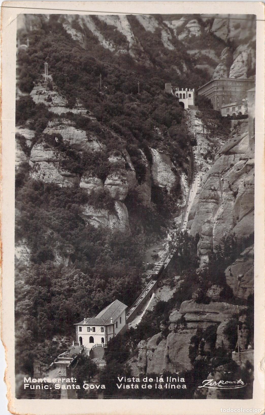 Postales: Postal del Funicular de la Santa Cova en Montserrat, Barcelona