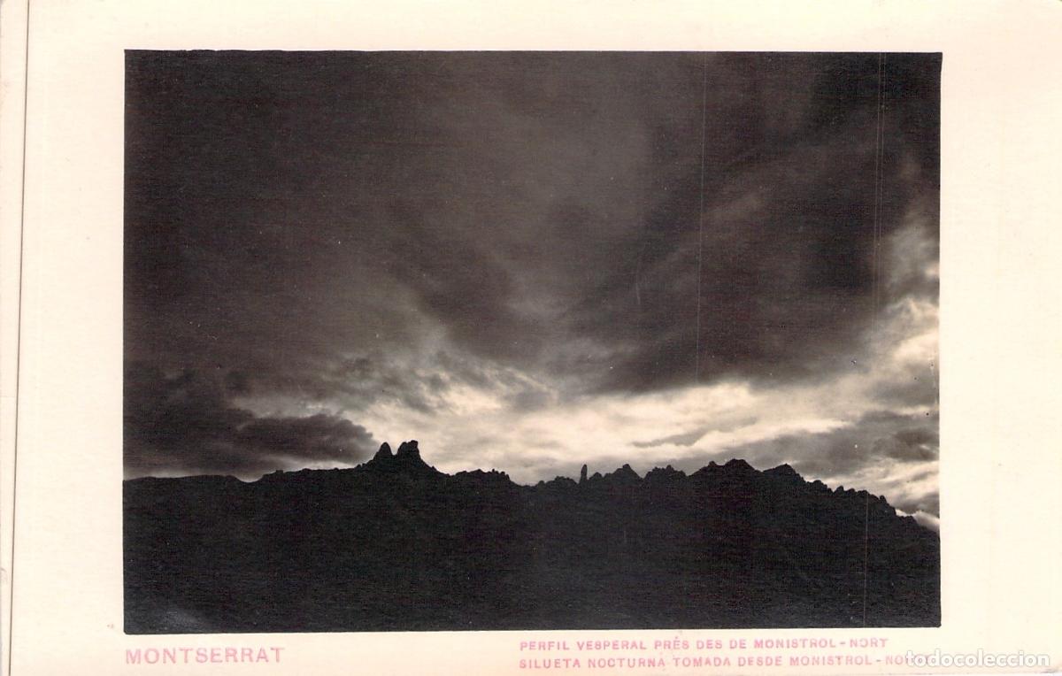Postales: Postal de la Silueta de la Monta&ntilde;a de Montserrat desde Monistrol