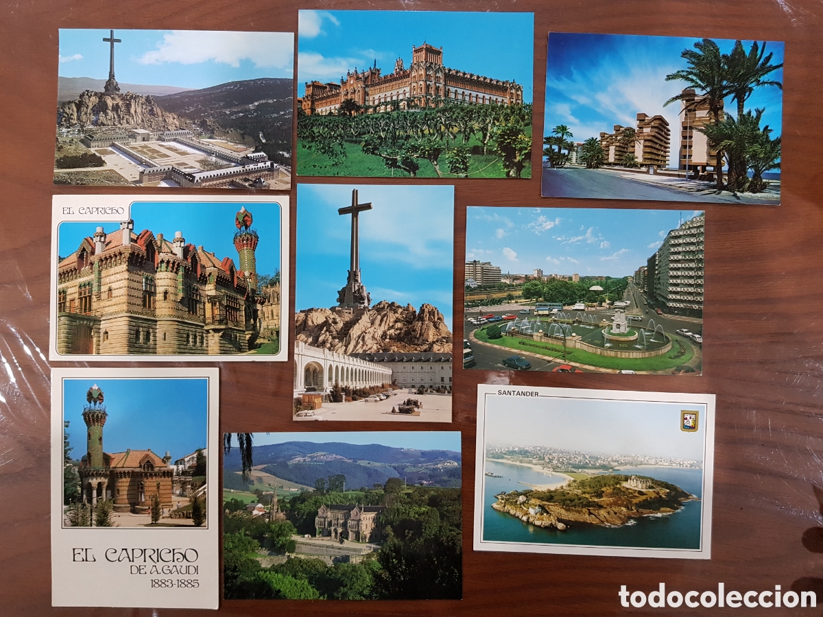 Postales: 9 POSTALES ESPA&Ntilde;A VALLE DE LOS CA&Iacute;DOS MADRID, EL CAPRICHO GAUD&Iacute; COMILLAS SANTANDER ALICANTE LE&Oacute;N