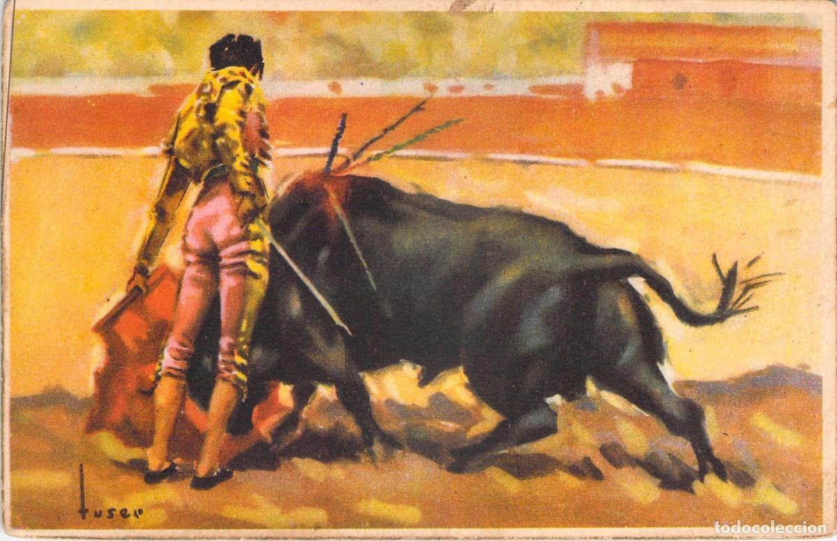 Postales: Postal Taurina Pase Natural Ilustraci&oacute;n de Torero y Toro Benisi