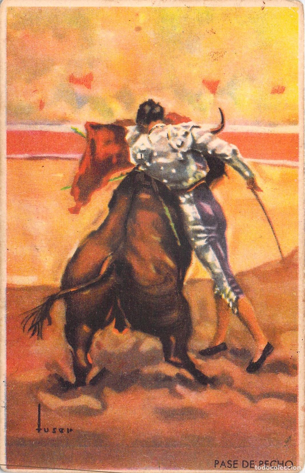 Postales: Tarjeta Postal Tauromaquia Torero Pase de Pecho Ediciones Col&oacute;n