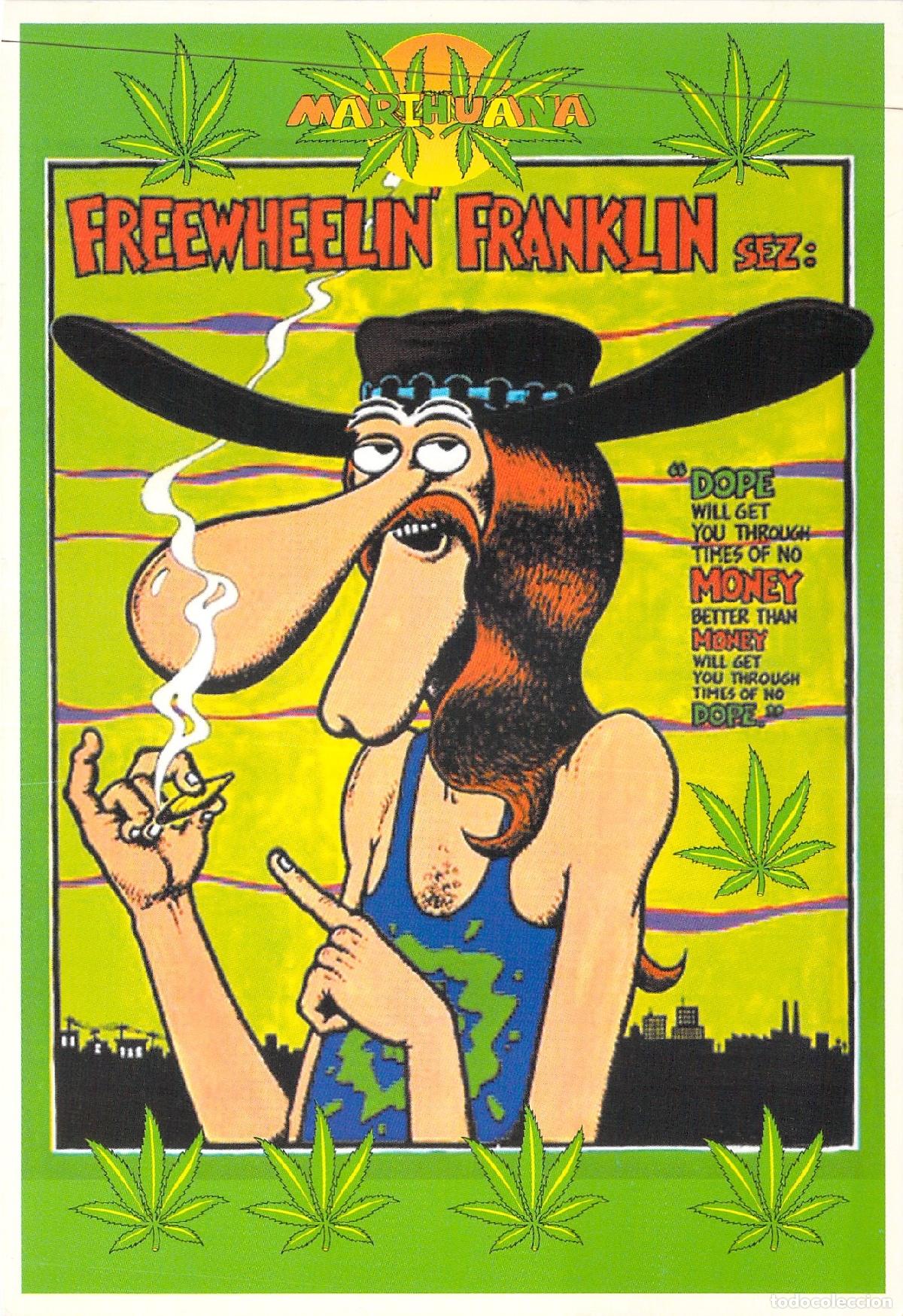 Postales: Postal Freewheelin' Franklin C&oacute;mic Freak Brothers Marihuana