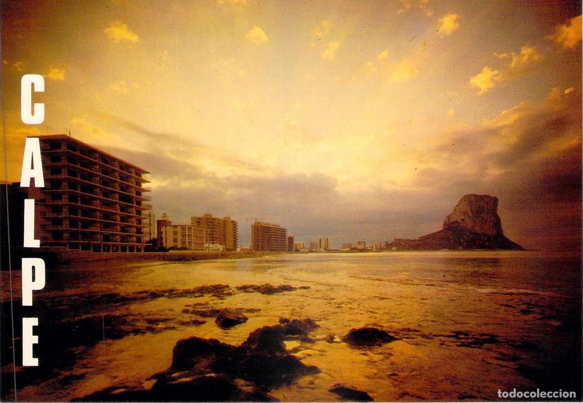 Postales: Postal de Calpe, Alicante con Vista del Pe&ntilde;&oacute;n de Ifach al Atardecer