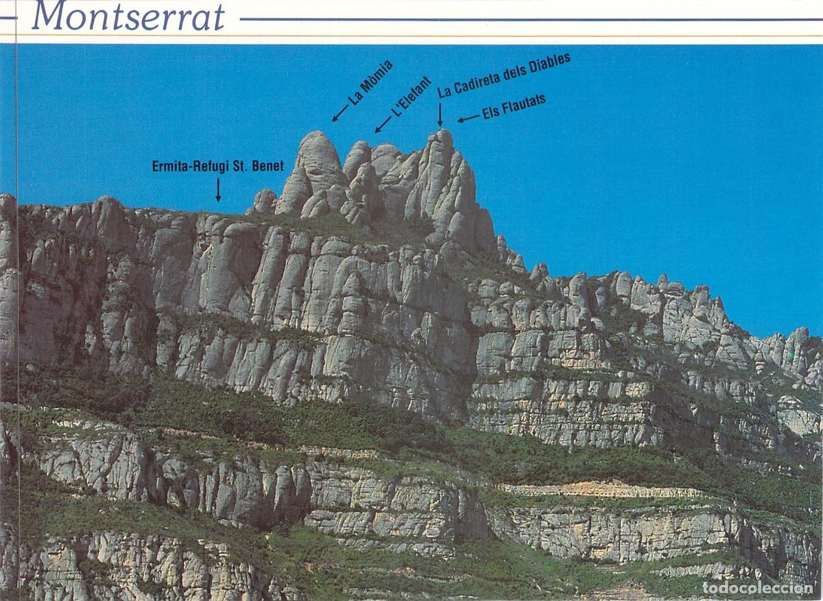 Postales: Postal de Montserrat con la Ermita-Refugi de Sant Benet y Picos