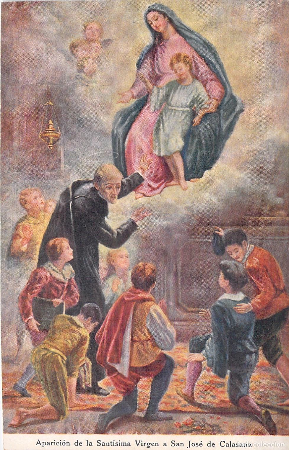 Postales: Postal Religiosa Aparici&oacute;n de la Virgen a San Jos&eacute; de Calasanz
