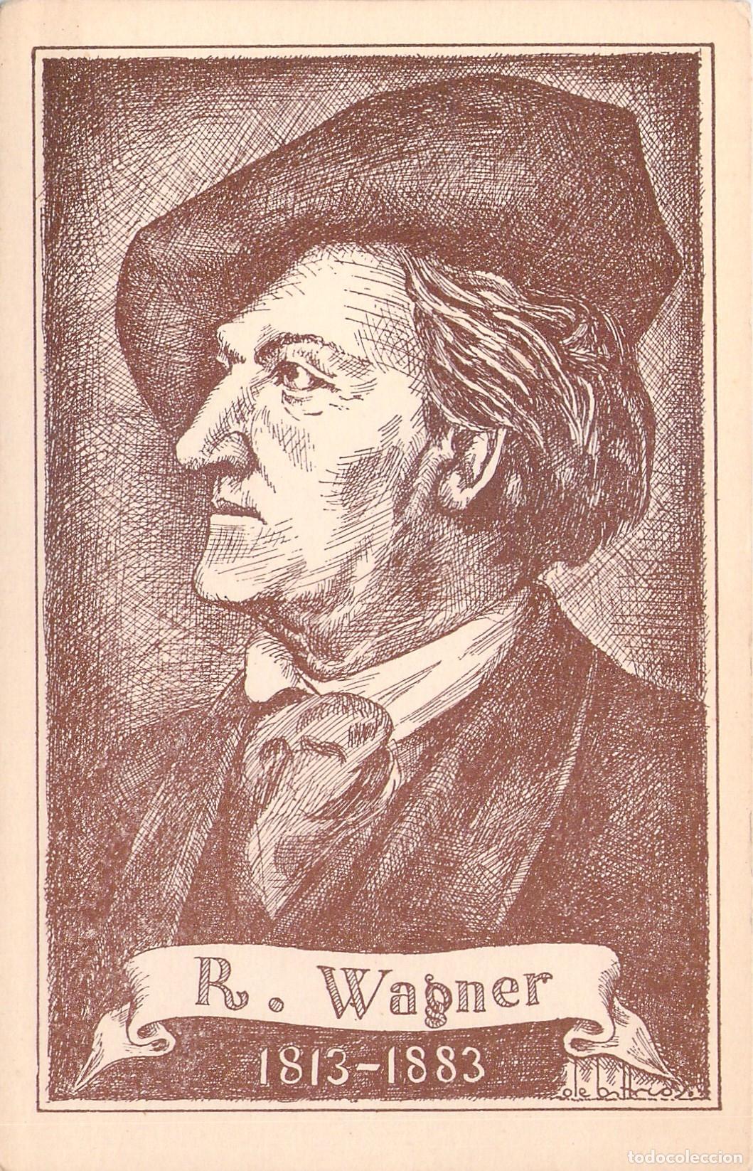 Postales: Postal de Retrato Ilustrado del Compositor Richard Wagner
