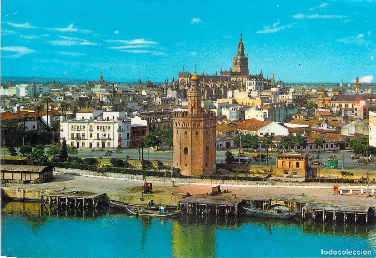 Postales: Postal de Sevilla con Vista de la Torre del Oro y la Giralda