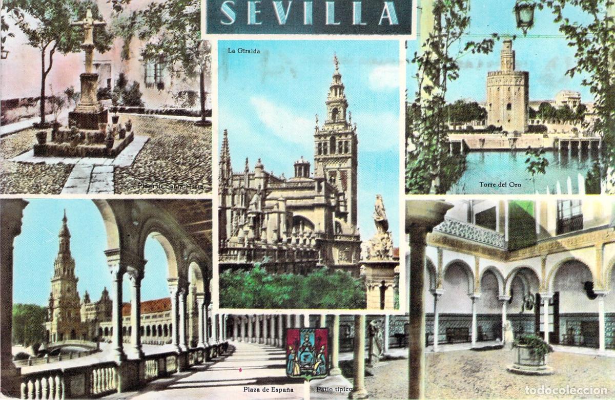 Postales: Postal Multivista de Sevilla con La Giralda y Torre del Oro