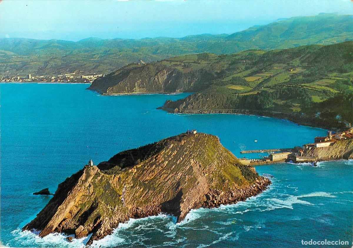 Postales: Postal de Guetaria, Vista A&eacute;rea de El Rat&oacute;n y Zarautz al Fondo