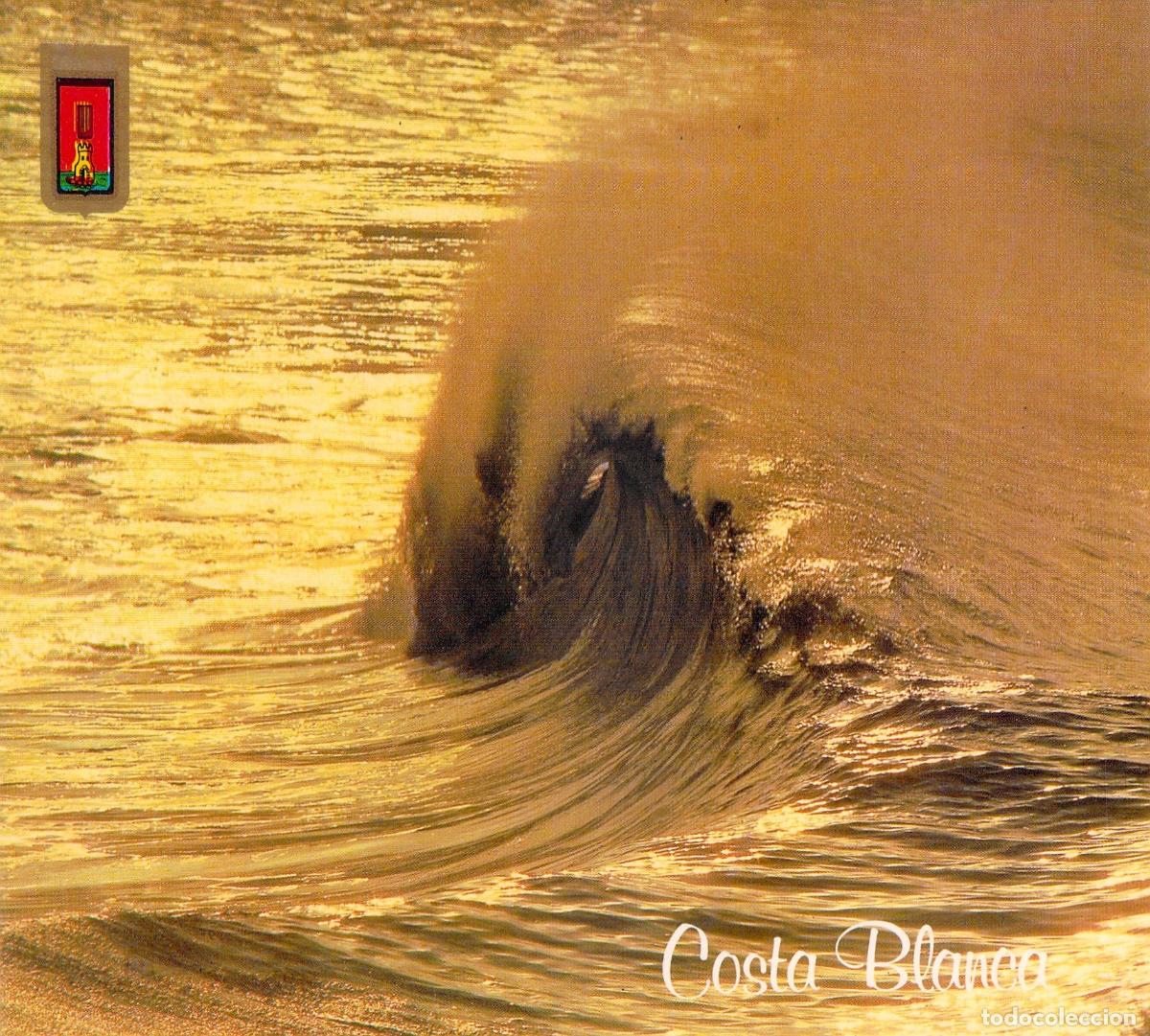Postales: Postal Costa Blanca Mar y Gran Ola Dorada al Atardecer