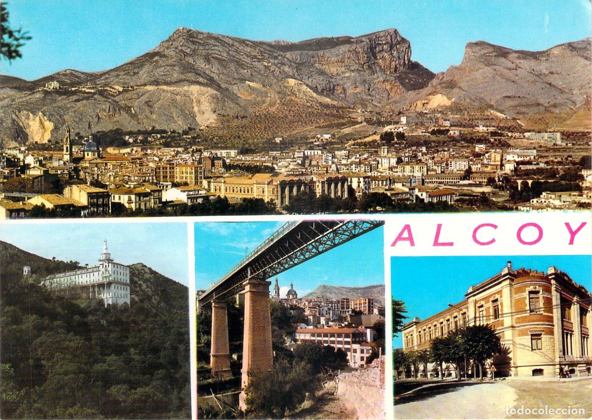 Postales: Postal de Alcoy con Vistas Panor&aacute;micas y Monumentos