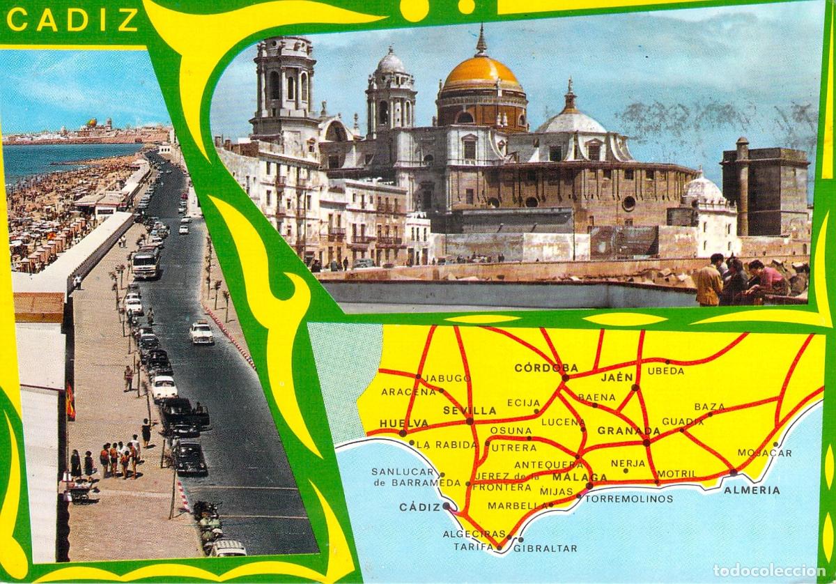 Postales: Postal de C&aacute;diz: Catedral, Vistas de la Ciudad y Mapa