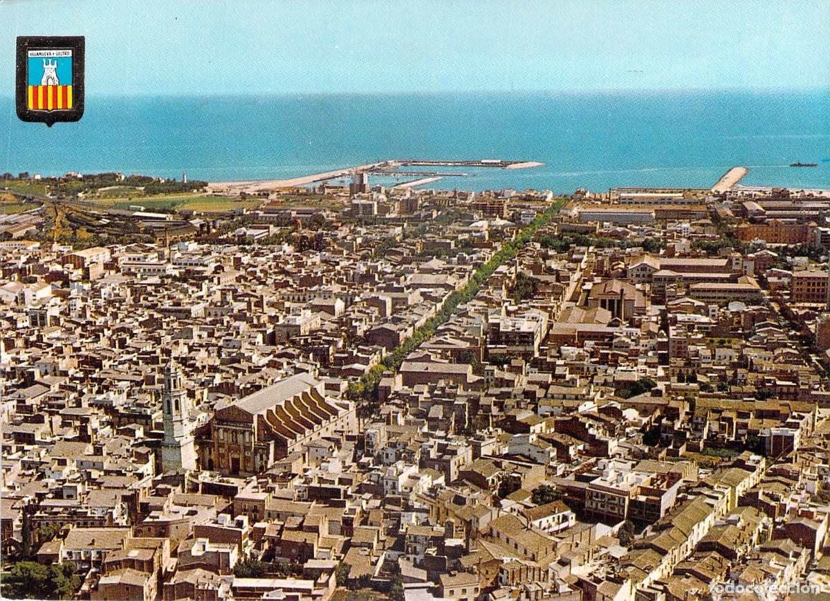 Postales: Postal de la Vista A&eacute;rea de Villanueva y Geltr&uacute;, Barcelona