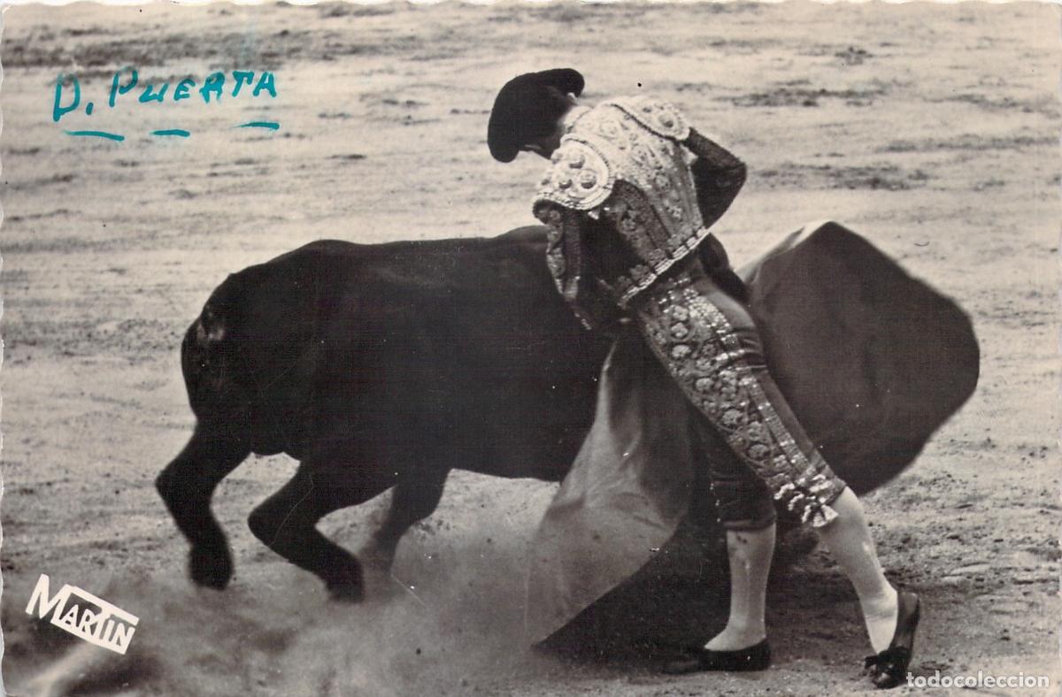 Postales: Postal foto Taurina de Diego Puerta Frente al Toro Colecci&oacute;n Mart&iacute;n