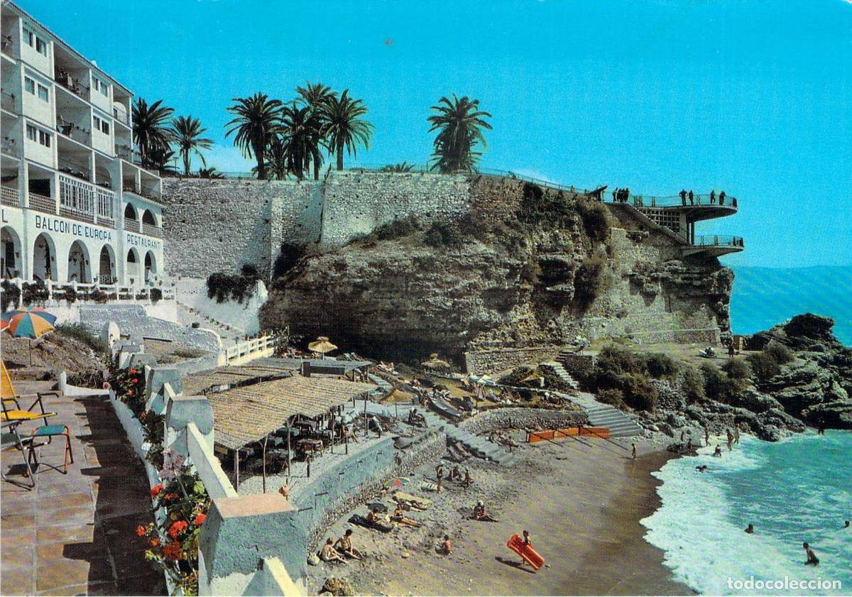 Postais: Postal de Nerja, Playa del Hotel Balc&oacute;n de Europa