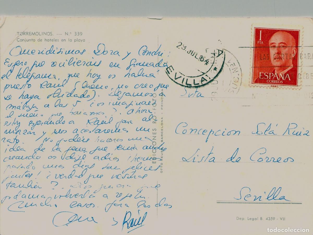 Postales: Postal de Torremolinos Conjunto de Hoteles en la Playa - Foto 2