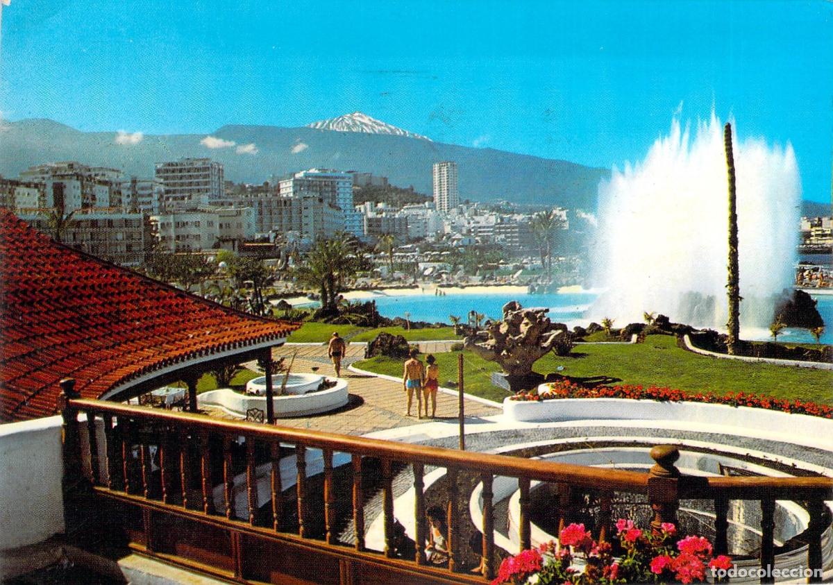 Postales: Postal Lago Marti&aacute;nez y Teide Nevado en Puerto de la Cruz Tenerife