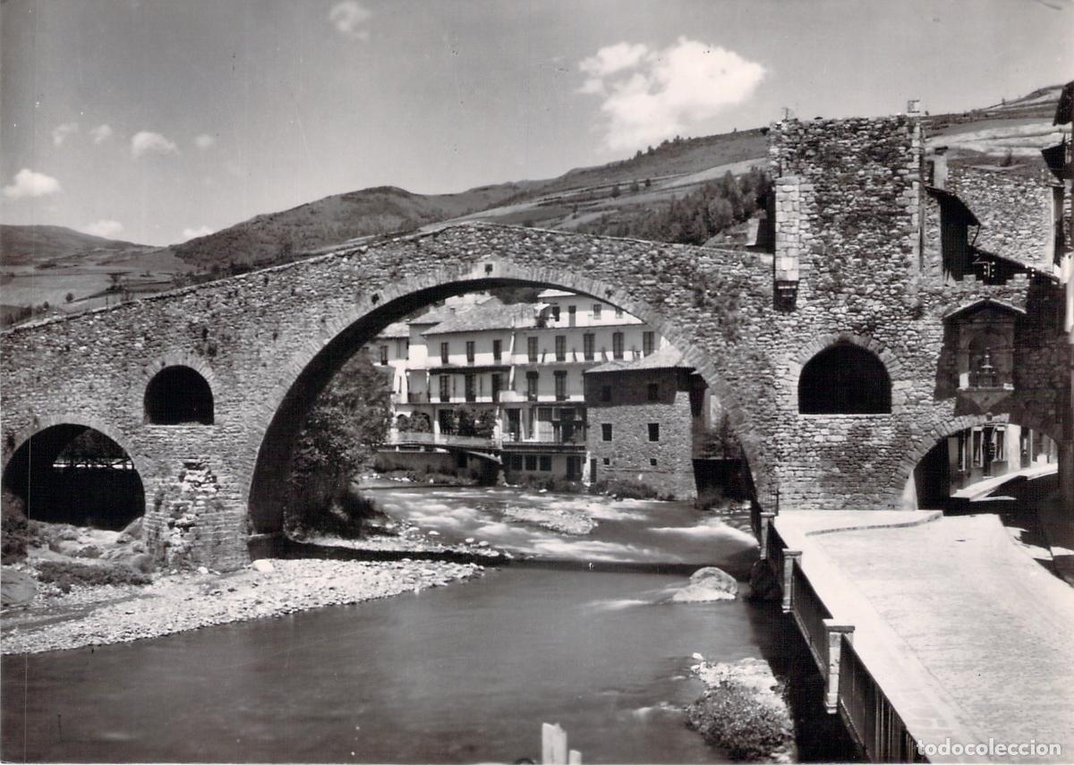 Postales: Postal de Camprodon, Puente Romano y R&iacute;o Ter, Gerona