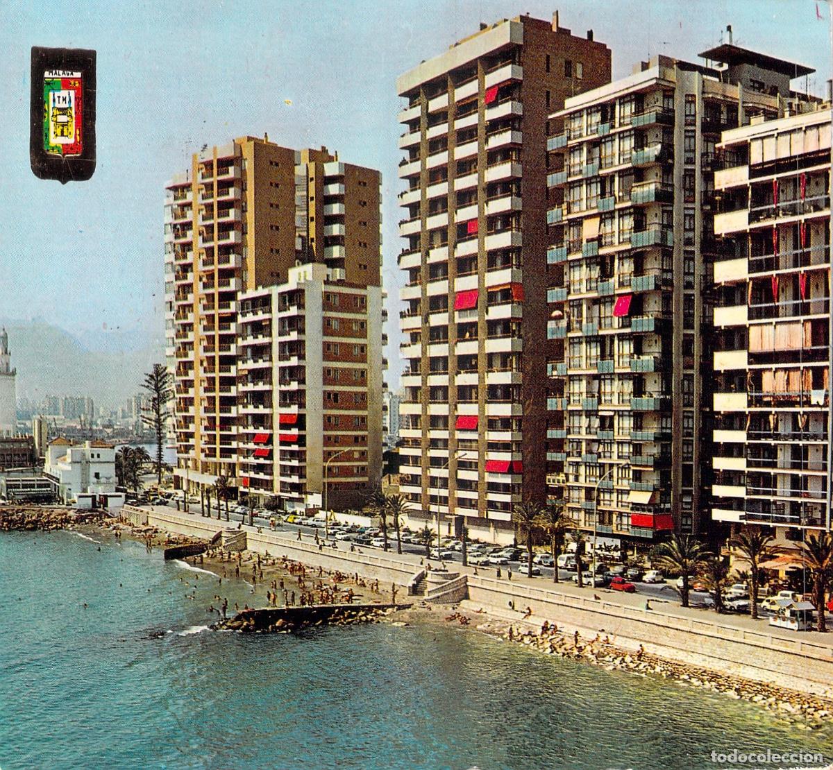 Postales: Postal de M&aacute;laga Paseo Mar&iacute;timo Costa del Sol Edificios y Playa