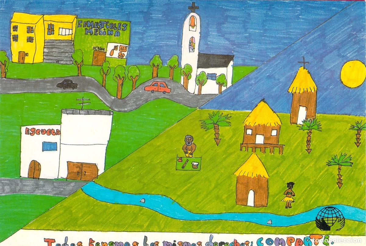 Postales: Postal de Manos Unidas Campa&ntilde;a contra el Hambre Dibujo Infantil