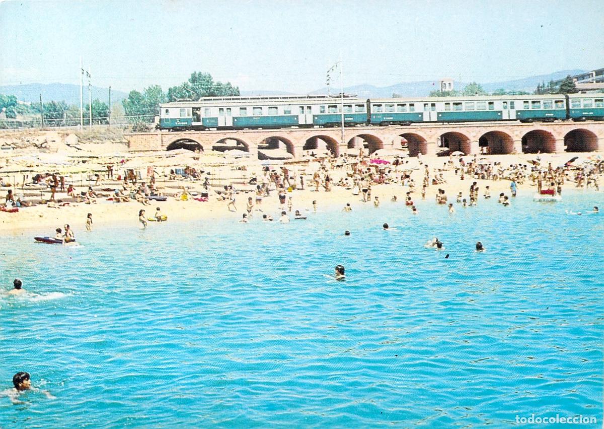 Postales: Postal RENFE Tren El&eacute;ctrico Tipo 900 en la Costa Catalana