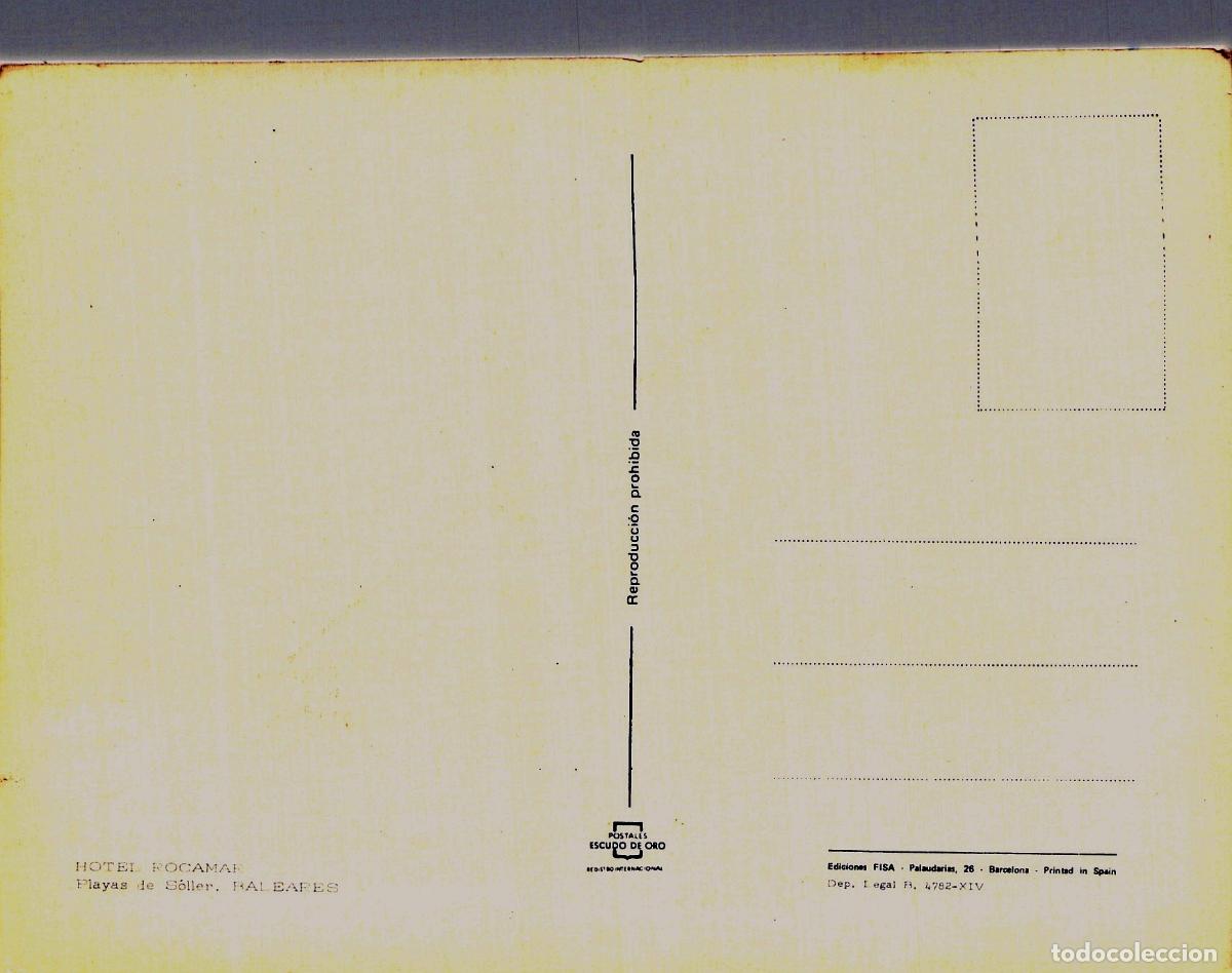 Postales: Postal Ilustrada del Hotel Rocamar en Playas de S&oacute;ller, Mallorca - Foto 2