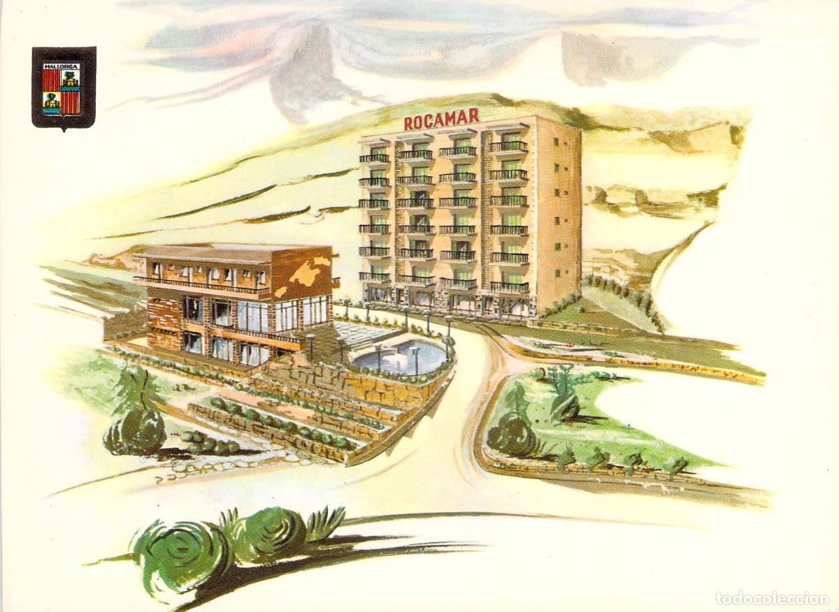 Postales: Postal Ilustrada del Hotel Rocamar en Playas de S&oacute;ller, Mallorca