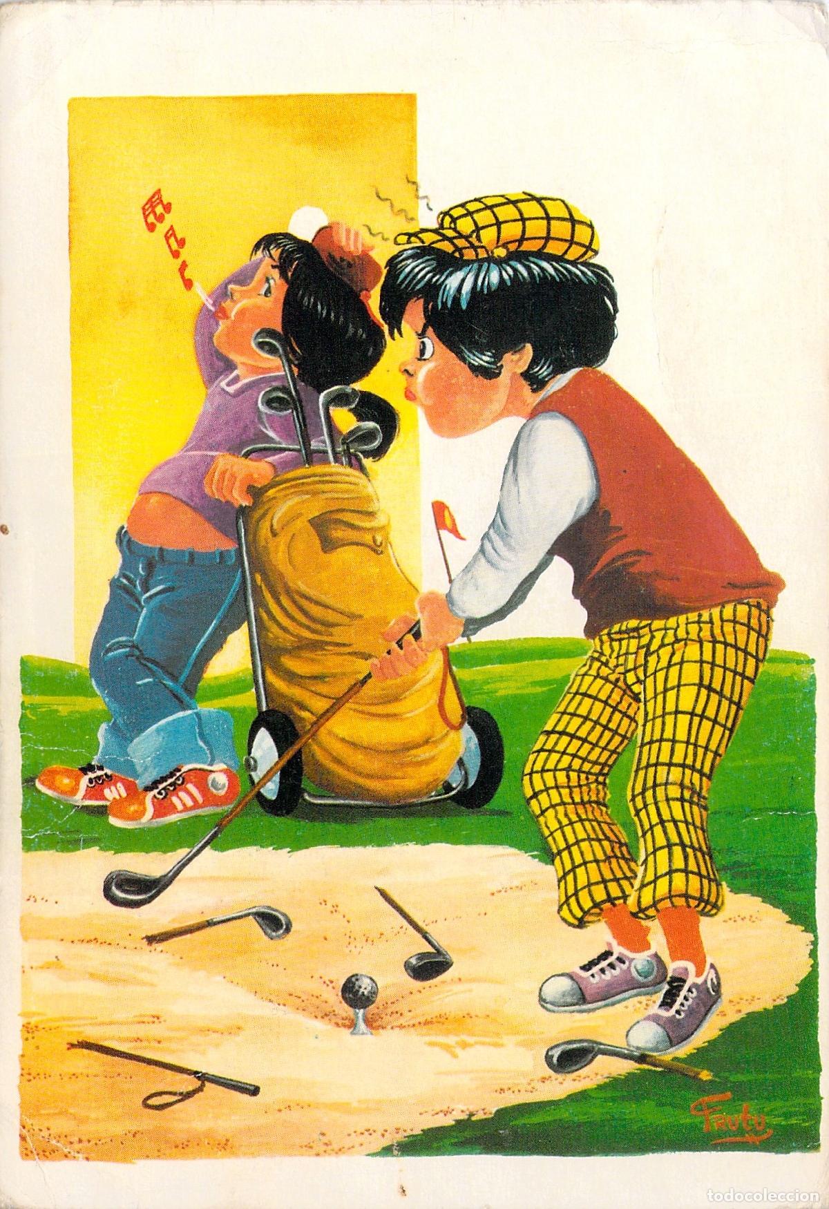 Postcards: Postal de Humor Infantil con Ni&ntilde;os Jugando al Golf
