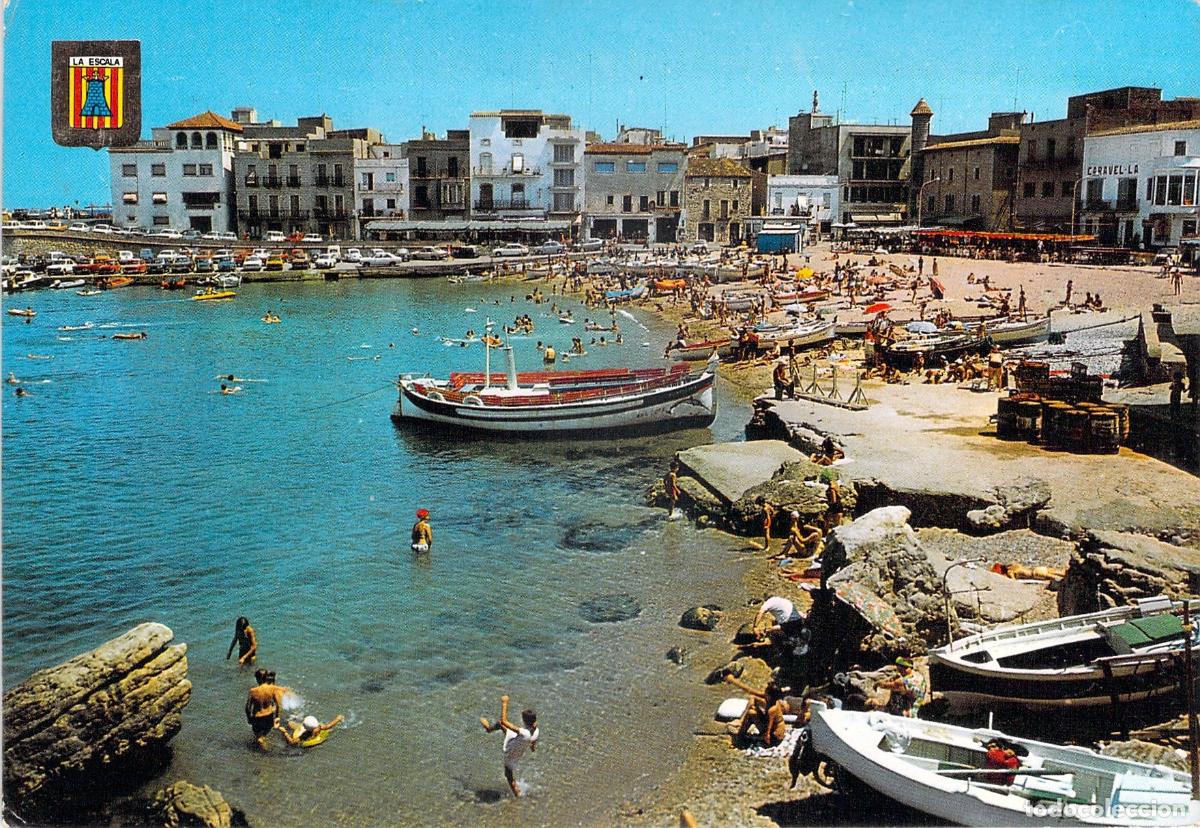 Postales: Postal de la Playa de L'Escala, Costa Brava, Gerona
