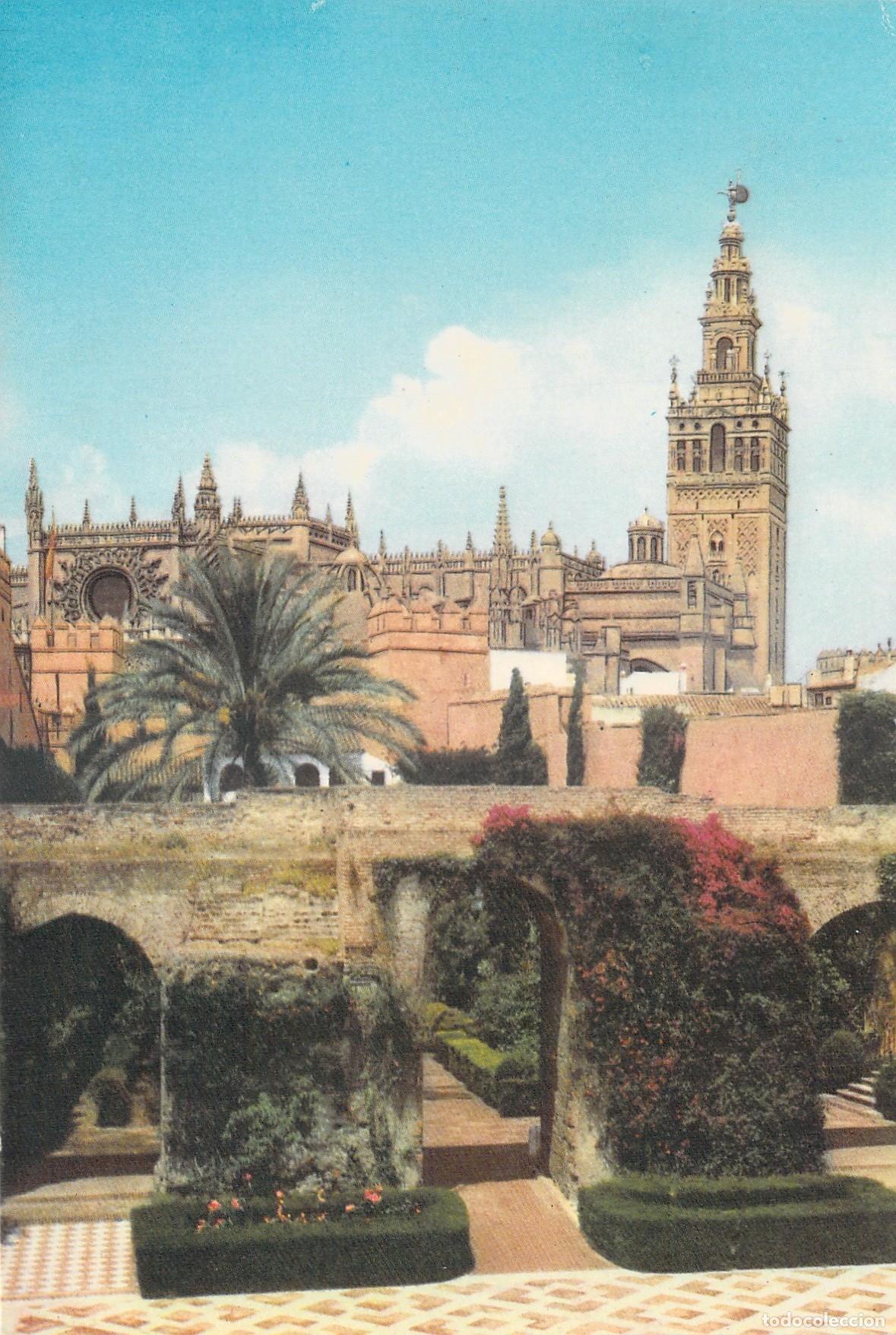 Postales: Tarjeta Postal de Sevilla - Patio de la Monter&iacute;a del Alc&aacute;zar y Giralda