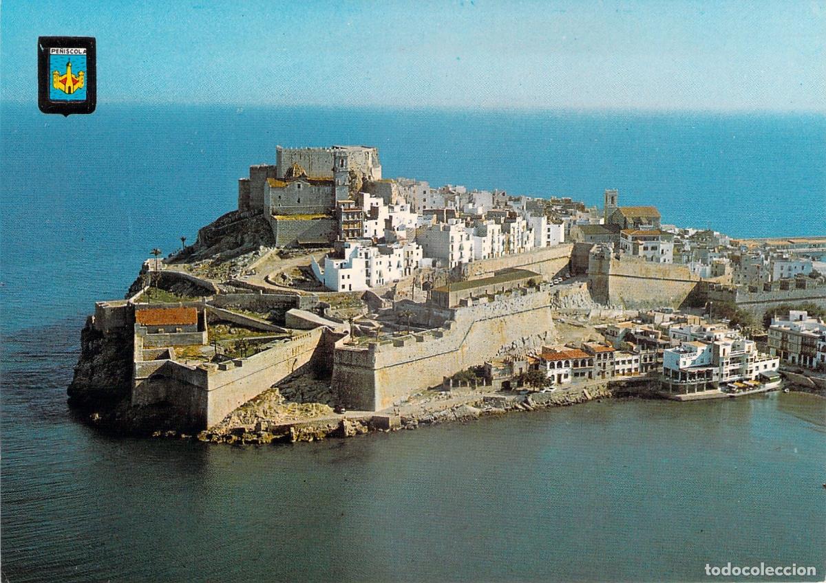 Postales: Postal de la Vista A&eacute;rea de Pe&ntilde;&iacute;scola y su Castillo