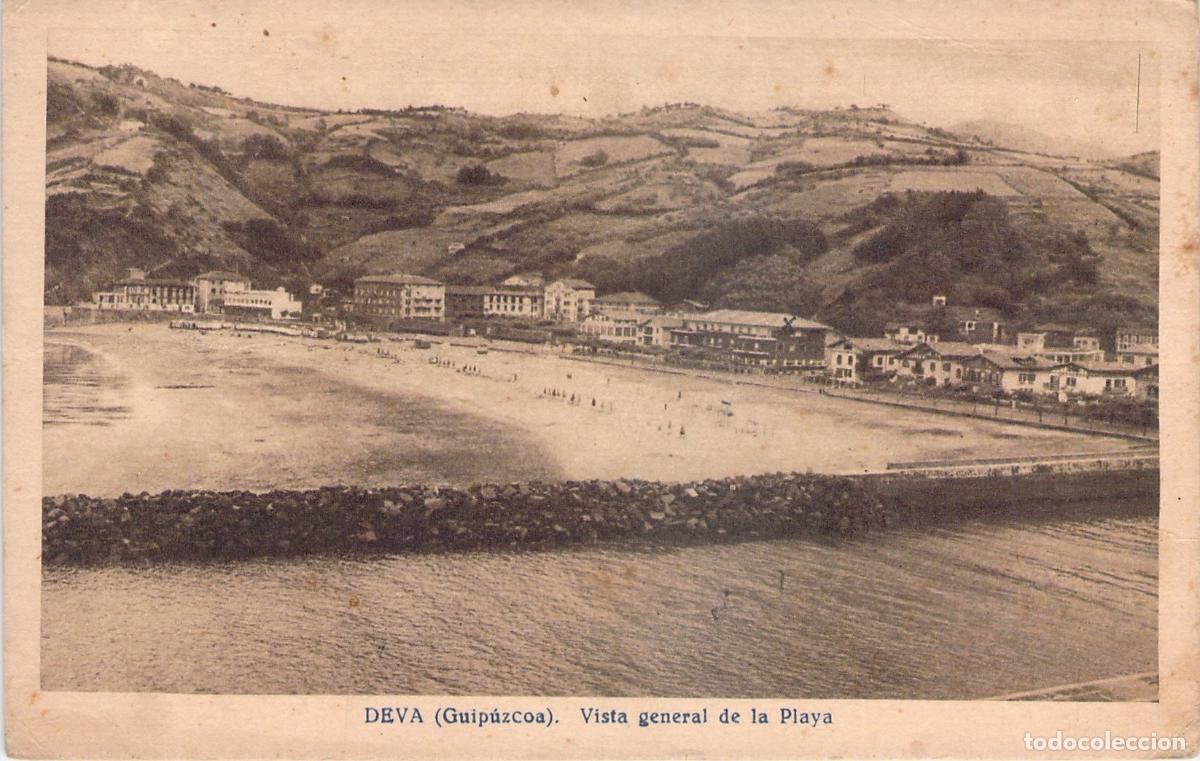 Postales: Tarjeta Postal de la Vista General de la Playa de Deva, Guip&uacute;zcoa
