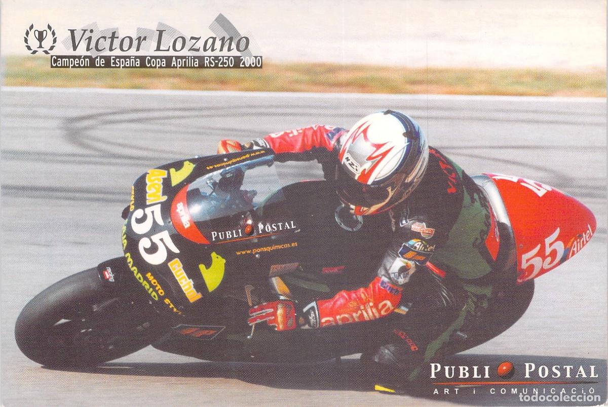 Postales: Postal Publicitaria V&iacute;ctor Lozano Campe&oacute;n de Espa&ntilde;a Aprilia RS-250